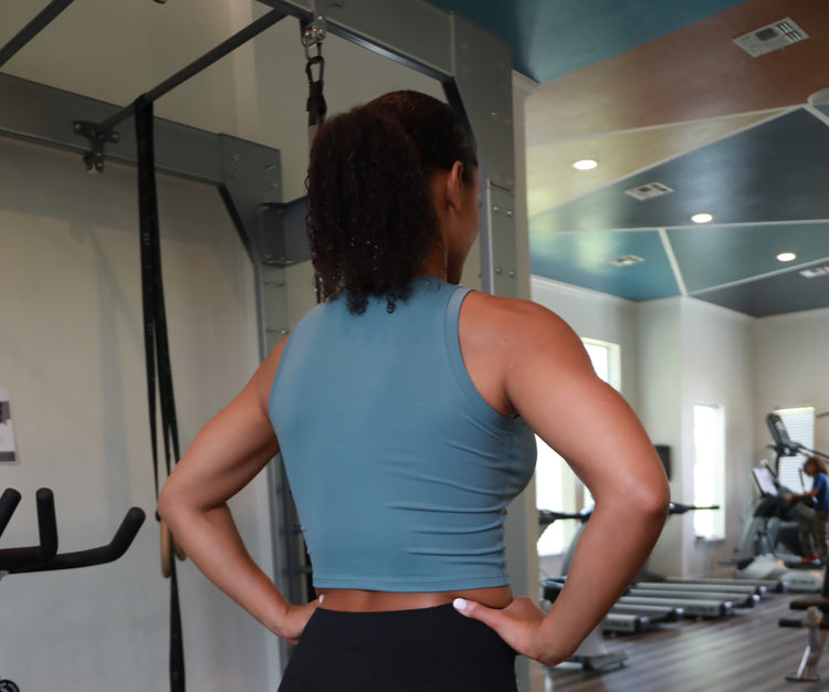 ‘Shift’ cropped tank top- Teal
