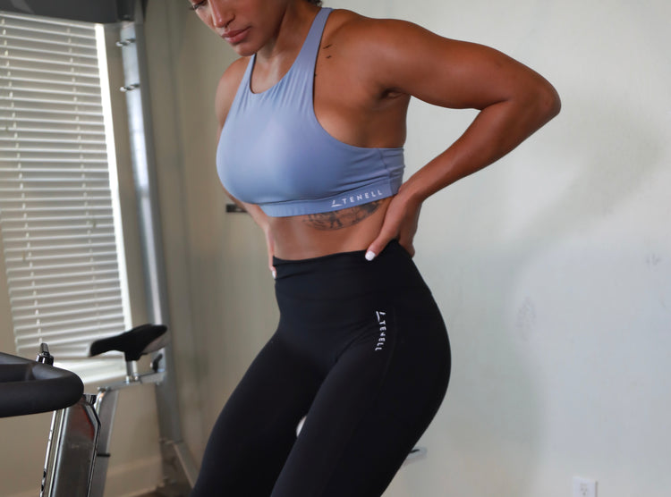 ‘Ultimate’ Strappy Back Sports Bra- Lead Blue