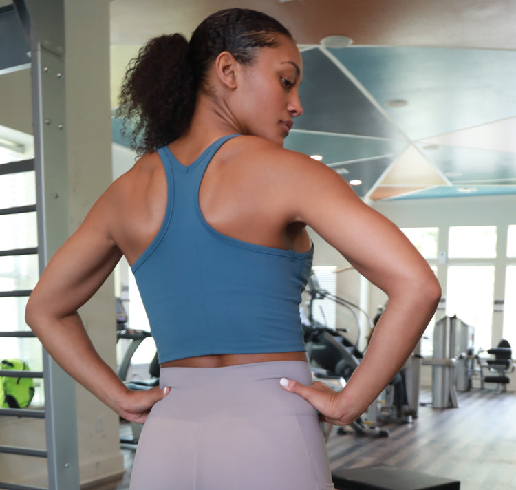 ‘Racer’ cropped tank top- Teal