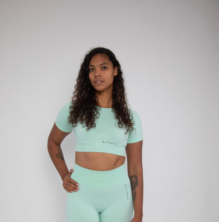 ‘Tighten' Short Sleeve Crop Top- Mint