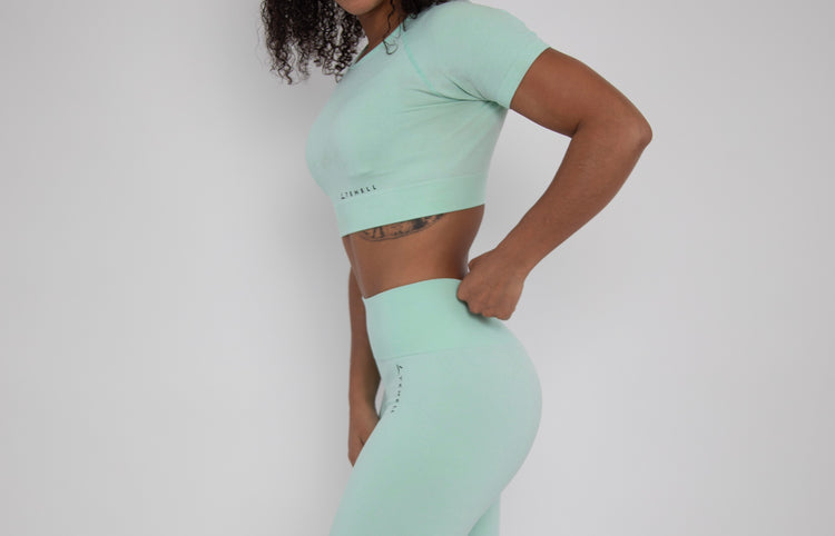 ‘Tighten' Short Sleeve Crop Top- Mint