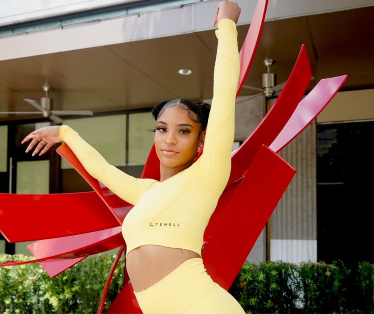 'Form' Long Sleeve Crop Top- Yellow