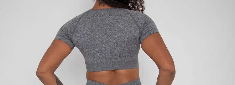 ‘Tighten' Short Sleeve Crop Top- Pepper