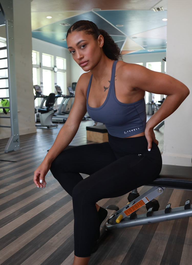 ‘Racer’ cropped tank top- Violet Gray
