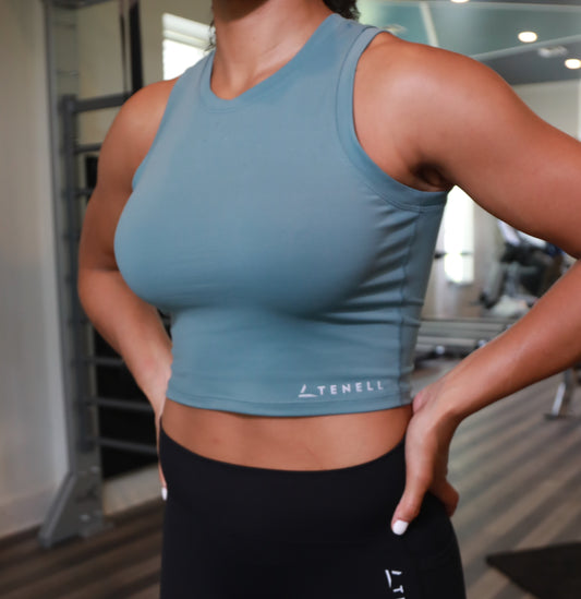 ‘Shift’ cropped tank top- Teal